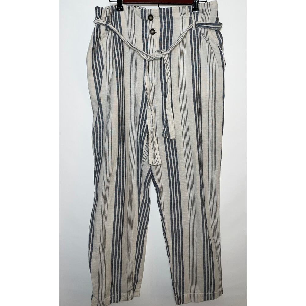 Cali 1850 Linen / Cotton Striped Pants - Size XL - 55% Linen, 45% Cotton